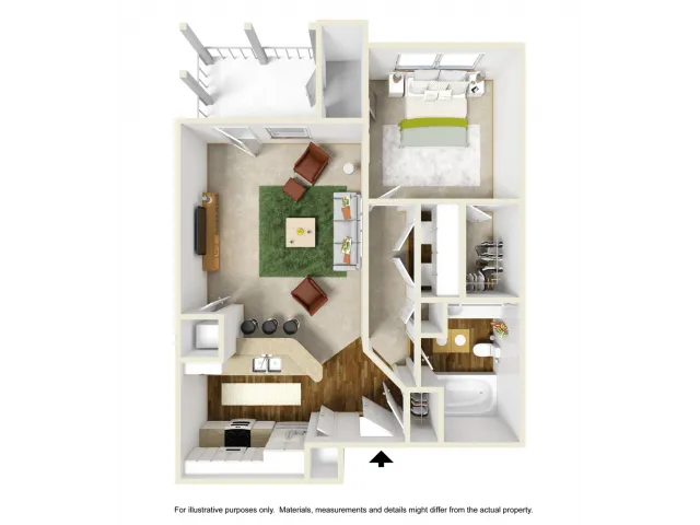 Iris Renovated Floor Plan | 1 Bedroom with 1 Bath | 676 Square Feet | Summer Park | Apartment Homes