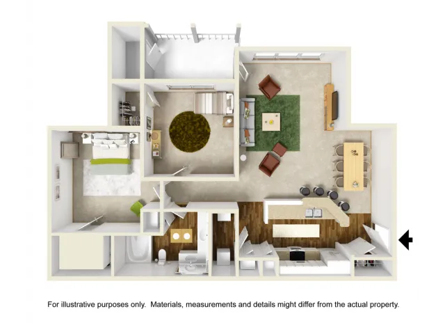 Laurel Renovated Floor Plan | 2 Bedroom with 1 Bath | 1053 Square Feet | Summer Park | Apartment Homes