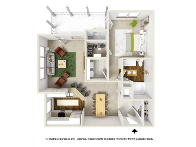 Lily Renovated Floor Plan | 1 Bedroom with 1 Bath | 792 Square Feet | Summer Park | Apartment Homes