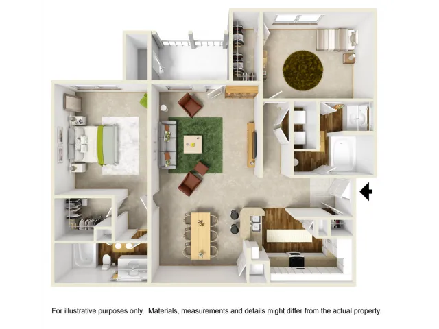Orchid Renovated Floor Plan | 2 Bedroom with 2 Bath | 1216 Square Feet | Summer Park | Apartment Homes