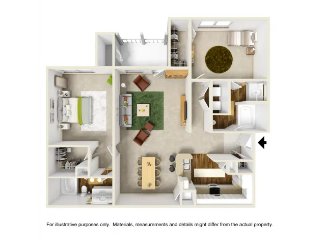 Orchid Floor Plan | 2 Bedroom with 2 Bath | 1216 Square Feet | Summer Park | Apartment Homes