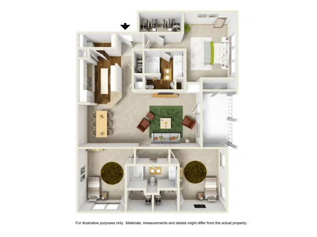 Rose with Sunroom Floor Plan | 3 Bedroom with 2 Bath | 1451 Square Feet | Summer Park | Apartment Homes
