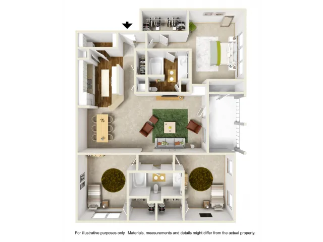 Rose Renovated Floor Plan | 3 Bedroom with 2 Bath | 1411 Square Feet | Summer Park | Apartment Homes