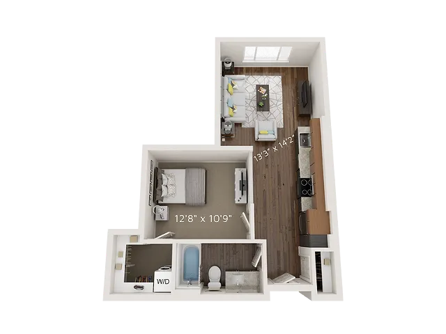 A1 Floor Plan | 1 Bedroom with 1 Bath | 567 Square Feet | Park Avenue  | Apartment Homes