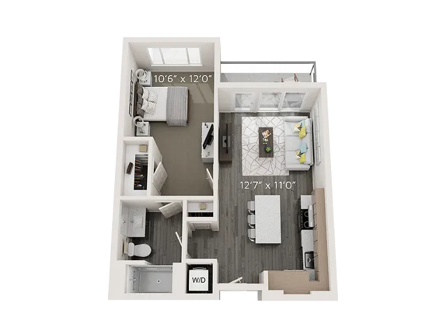 A3 Floor Plan | 1 Bedroom with 1 Bath | 592 Square Feet | Park Avenue  | Apartment Homes