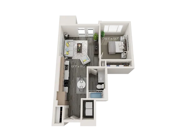 A5 Floor Plan | 1 Bedroom with 1 Bath | 591 Square Feet | Park Avenue  | Apartment Homes