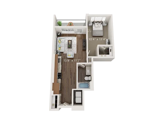 A6 Floor Plan | 1 Bedroom with 1 Bath | 610 Square Feet | Park Avenue  | Apartment Homes