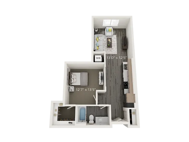 A7 Floor Plan | 1 Bedroom with 1 Bath | 639 Square Feet | Park Avenue  | Apartment Homes