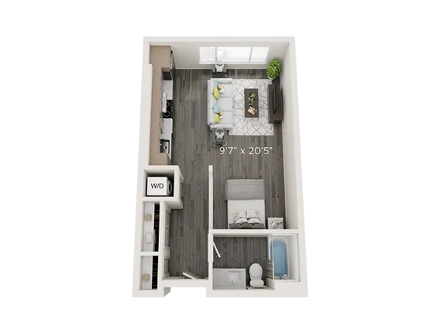 S1 - Floor Plan | Studio with 1 Bath | 469 Square Feet | Park Avenue | Apartment Homes