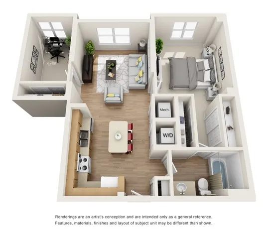 The Celadon Floor Plan | 1 Bedroom 1 Bath | 840 Square Feet | Cottonwood Bayview | Apartment Homes