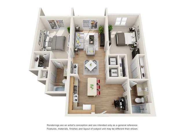 The Salon Floor Plan | 2 Bedroom 2 Bath | 1132 Square Feet | Cottonwood Bayview | Apartment Homes