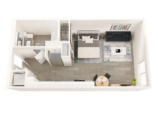 S1 - Floor Plan | Studio with 1 Bath | 469 Square Feet | 805 Riverfront Apartments | Apartment Homes