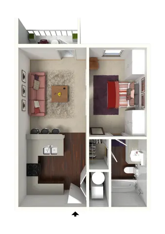 The Elkhorn | Studio 1 Bath | 514 sq ft | Creeks on Kirklevington | Apartments in Lexington