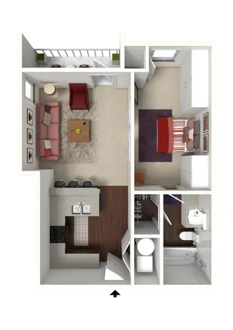 The Alexander | Studio 1 Bath | 552 sq ft | Creeks on Kirklevington Apartments in Lexington