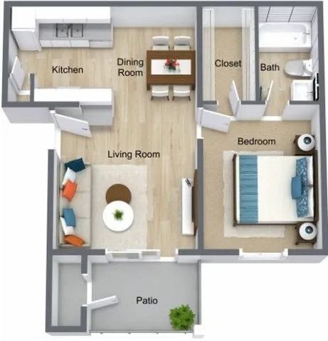 Floor Plan A | 1 Bed 1 Bath | 501 sq ft | Steepleway Downs Apartments in Houston