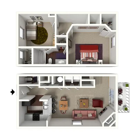 California | 2 Bed 1.5 Bath | 960 sq ft | Alkire Glen Apartments in Columbus