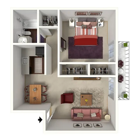 The Belle | 1 Bed 1 Bath | 640 sq ft | Creeks on Kirklevington | Apartments in Lexington