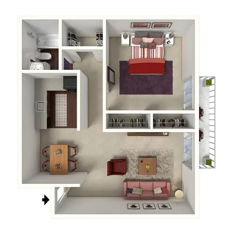 The Calloway | 1 Bed 1 Bath | 720 sq ft | Creeks on Kirklevington | Apartments in Lexington