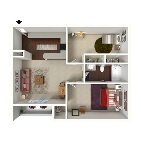 The Ellicott | 2 Bed 1 Bath | 900 sq ft | Creeks on Kirklevington | Apartments in Lexington