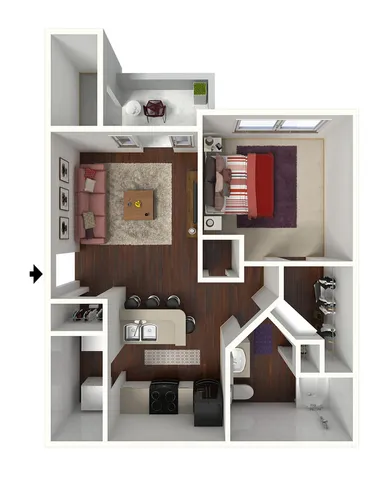 Oak | 1 Bed 1 Bath | 651 sq ft | Apartments Near Conyers | Lake St James