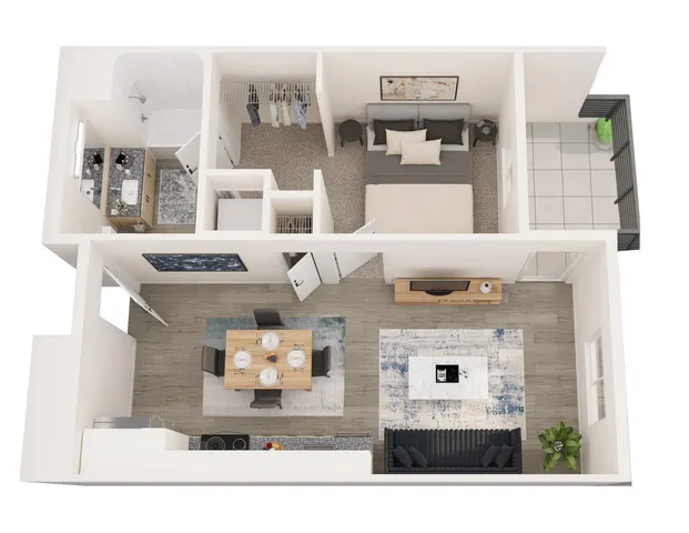 1A.1 Floor Plan | 1 Bedroom with 1 Bath | 641 Square Feet | 805 Riverfront Apartments | Apartment Homes