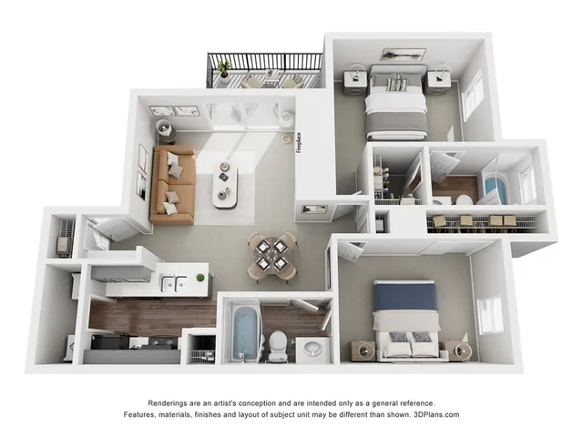 Coconut | 2 Bed 2 Bath | 942 sq ft | Park at Midtown Apartments in Greensboro