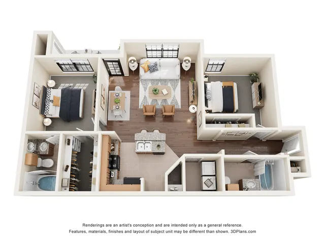 The St. James Floor Plan | 2 Bed 2 Bath in Fort Worth, TX | 1015 sq ft | Enclave on Golden Triangle Apartments