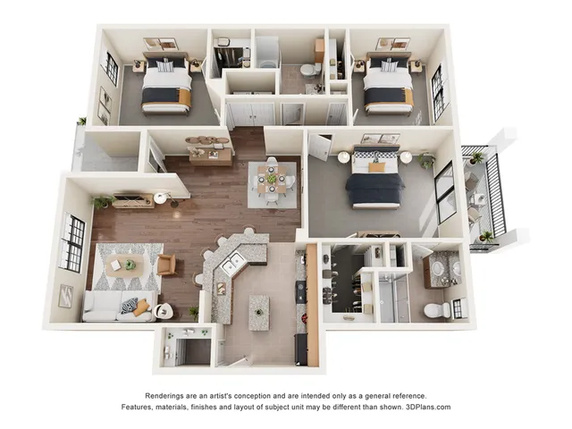 The Pennsylvania Floor Plan | 3 Bedroom with 2 Bath | 1411 Square Feet | Fort Worth, TX | Enclave on Golden Triangle Apartments