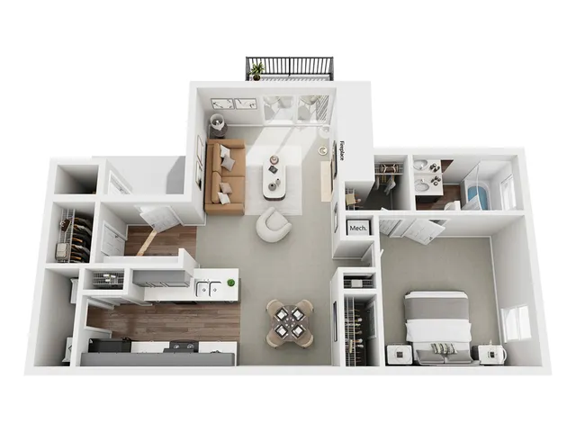 Bamboo | 1 Bed 1 Bath | 768 sq ft | Park at Midtown Apartments in Greensboro