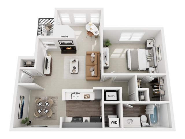 Birch | 1 Bed 1 Bath | 766 sq ft | Park at Oak Ridge Apartments in Greensboro
