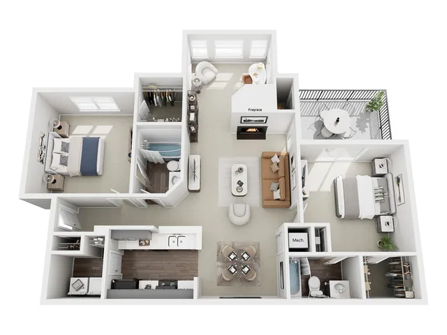 Hawthorn | 2 Bed 2 Bath | 1129 sq ft | Park at Oak Ridge Apartments in Greensboro
