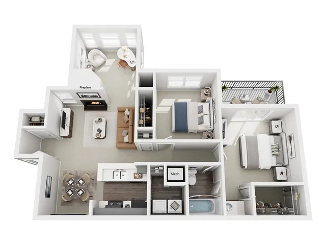Hickory | 2 Bed 1 Bath | 1076 sq ft | Park at Oak Ridge Apartments in Greensboro