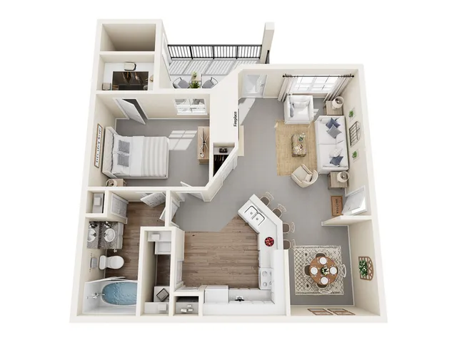 Bosch Floor Plan | 1 Bedroom with 1 Bath | 750 Square Feet | Stonebriar of Frisco | Apartment Homes