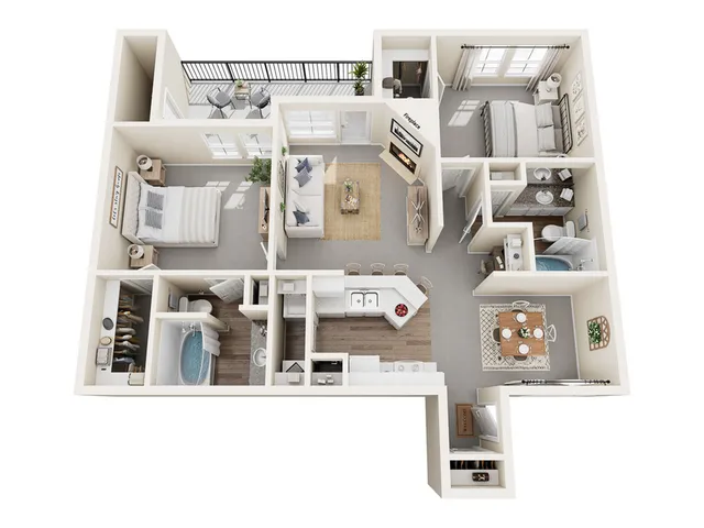 Matisse A Floor Plan | 2 Bedroom with 2 Bath | 1082 Square Feet | Stonebriar of Frisco | Apartment Homes