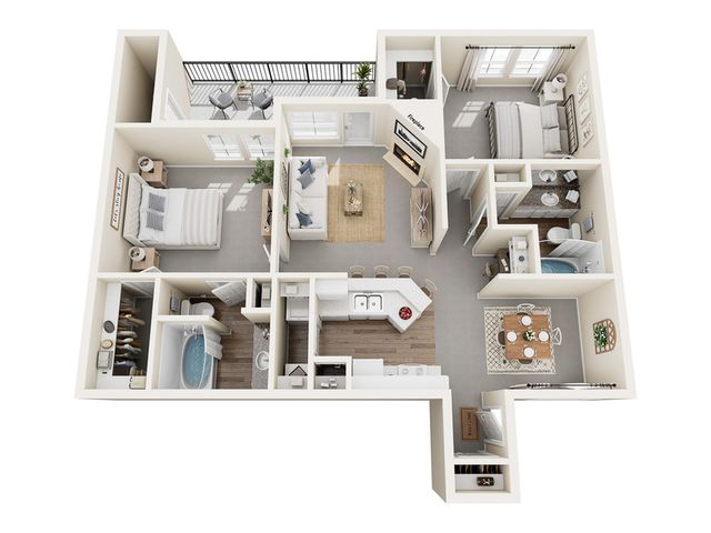 Matisse B Floor Plan | 2 Bedroom with 2 Bath | 1082 Square Feet | Stonebriar of Frisco | Apartment Homes