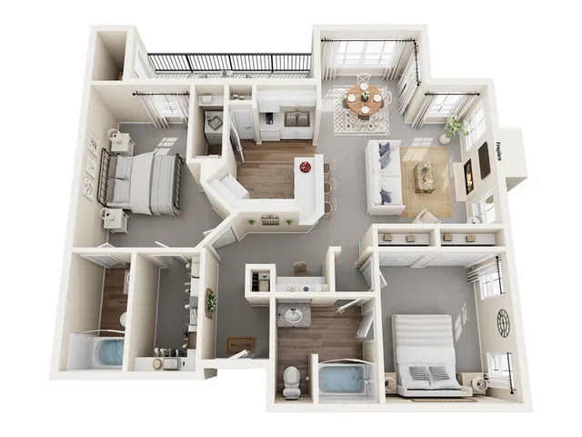 Renoir Renovated Floor Plan | 2 Bedroom with 2 Bath | 1157 Square Feet | Stonebriar of Frisco | Apartment Homes