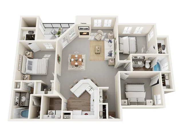Da Vinci Floor Plan Renovated | 3 Bedroom with 2 Bath | 1383 Square Feet | Stonebriar of Frisco | Apartment Homes