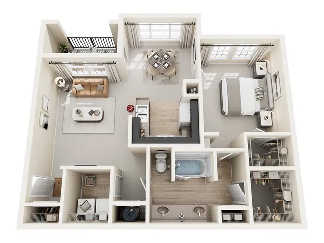 B Upgraded | 1 Bed 1 Bath | 840 sq ft | Raveneaux Apartments in Houston, Texas