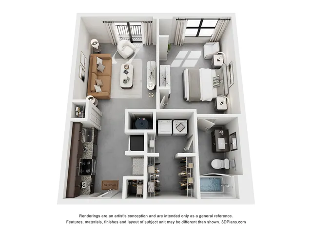 The Kahlo Floor Plan | 1 Bed 1 Bath | 778 sq ft | Cottonwood Westside | Apartment Homes in Atlanta