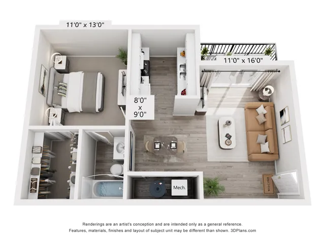 Deerfield Floor Plan | 1 Bedroom 1 Bath | 642 sq ft | Fox Point in Old Farm | Apartments in SLC