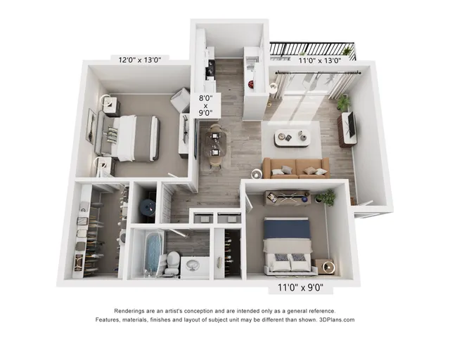 Berkshire Floor Plan | 2 Bedroom Apartment in Salt Lake City | 818 sq ft | Fox Point in Old Farm