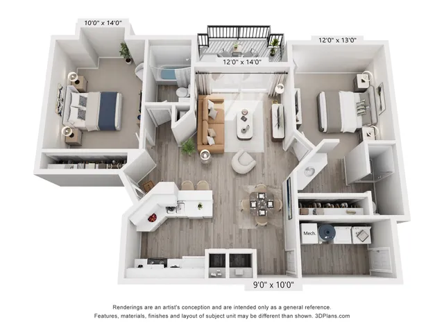 Bridgewater Floor Plan | 2 Bedroom 2 Bath | 1008 sq ft | Fox Point in Old Farm | Millcreek, UT