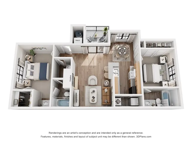Maple Floor Plan | 2 Bedroom 2.5 Bath | 964 sq ft | Cottonwood | Apartments in Salt Lake City