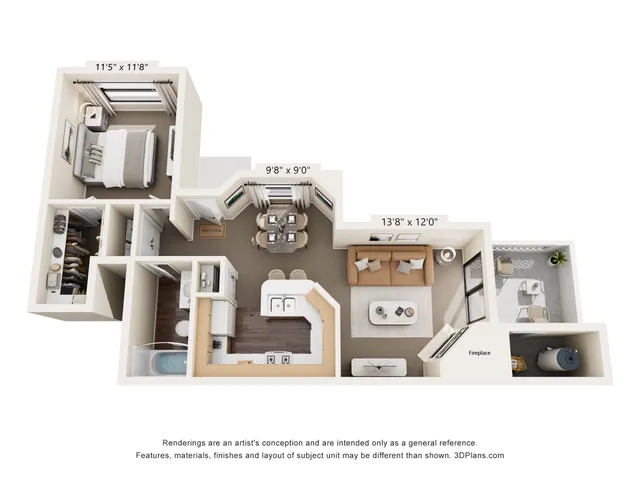 A Classic Floor Plan | 1 Bedroom with 1 Bath | 829 sq ft | Pavilions Apartments in Albuquerque