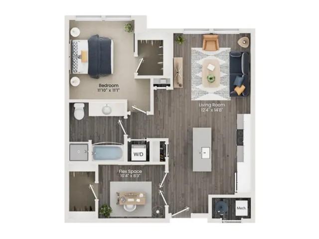 A12 - Floor Plan | 1 bedroom with 1 Bath | 854 Square Feet | The Richmond | Apartment Homes