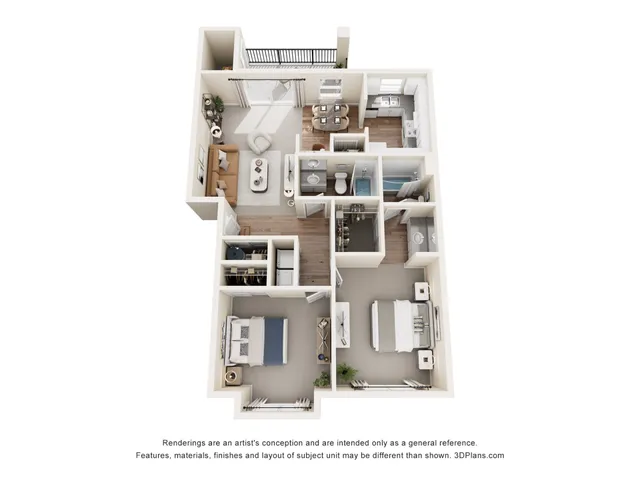 B1 Floor Plan | 2 Bedroom with 2 Bath | 930 Square Feet | Scott Mountain | Apartment Homes