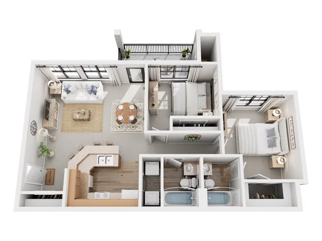 B1 Floor Plan | 2 Bedroom with 2 Bath | 912 Square Feet | Toscana at Valley Ridge | Apartment Homes