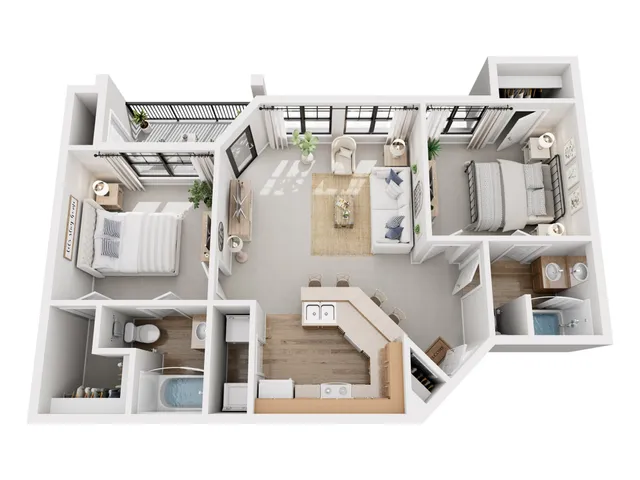 B2 Floor Plan | 2 Bedroom with 2 Bath | 960 Square Feet | Toscana at Valley Ridge | Apartment Homes