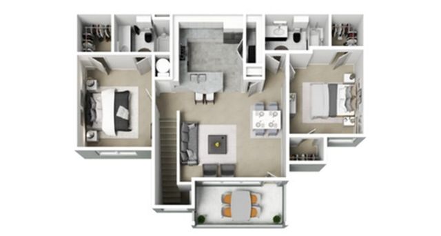 2Bed2Bath Balcony, Patio - Downstairs