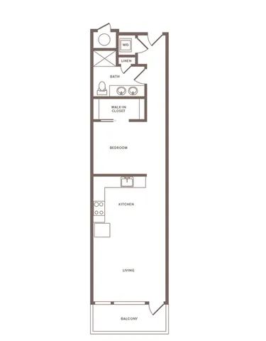 749 square foot one bedroom one bath apartment floorplan image